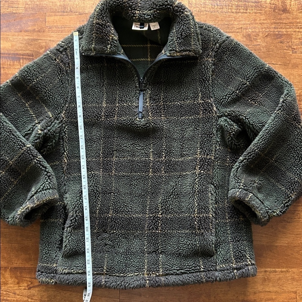 Womens Woolrich plaid half zip made in USA pullover dark green fleece size small - Picture 4 of 10